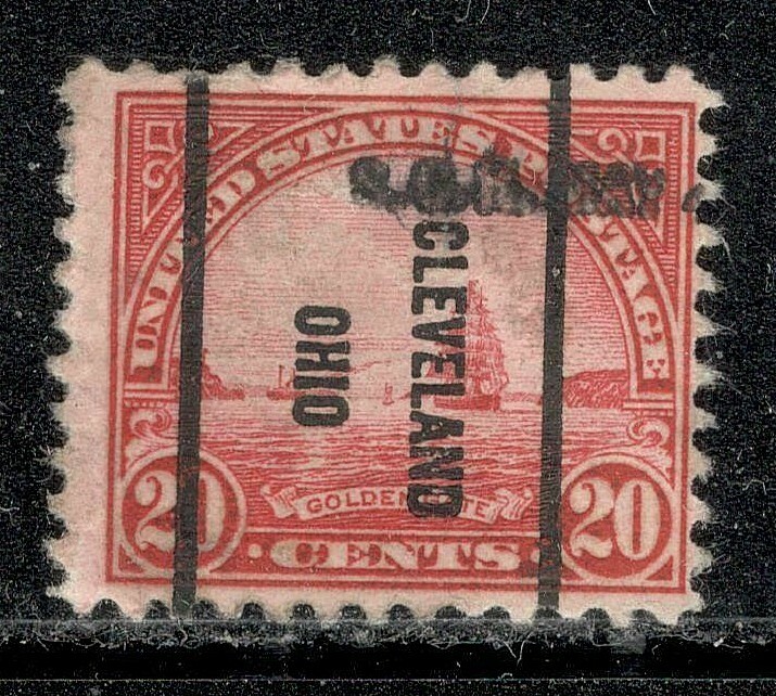 Sc # 698 ~ 20 cent Golden Gate Issue, Precancel, CLEVELAND OHIO Down