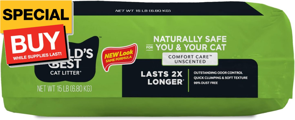 Comfort Care Unscented 15-Pounds - Natural Ingredients, Quick Clumping, Flushabl