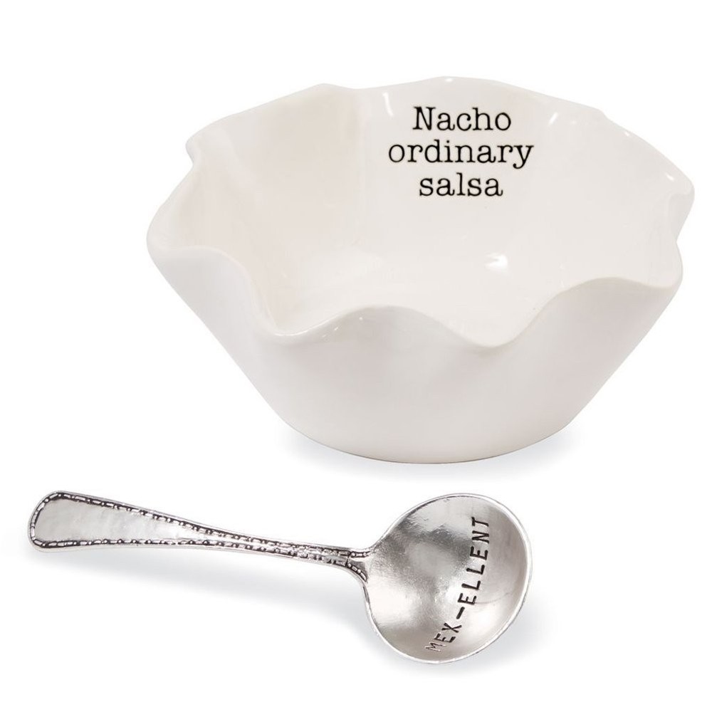 Mud Pie Salsa Ceramic Dip Cup Set - "Nacho Ordinary Salsa" 2-Piece