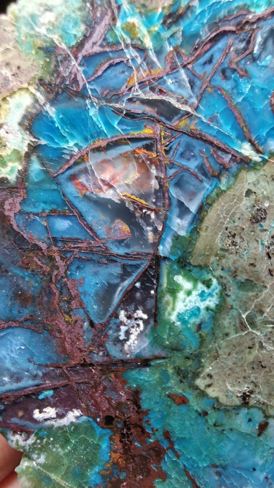 59,72 Ct blue opalized Native Copper High Quality Semi Polished