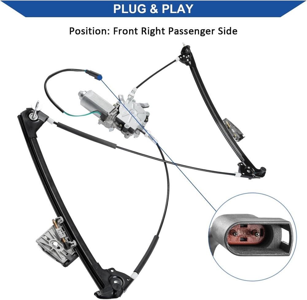 FrontRight Passenger Side Power Window Regulator w/ Motor fit for Chevy Corvette