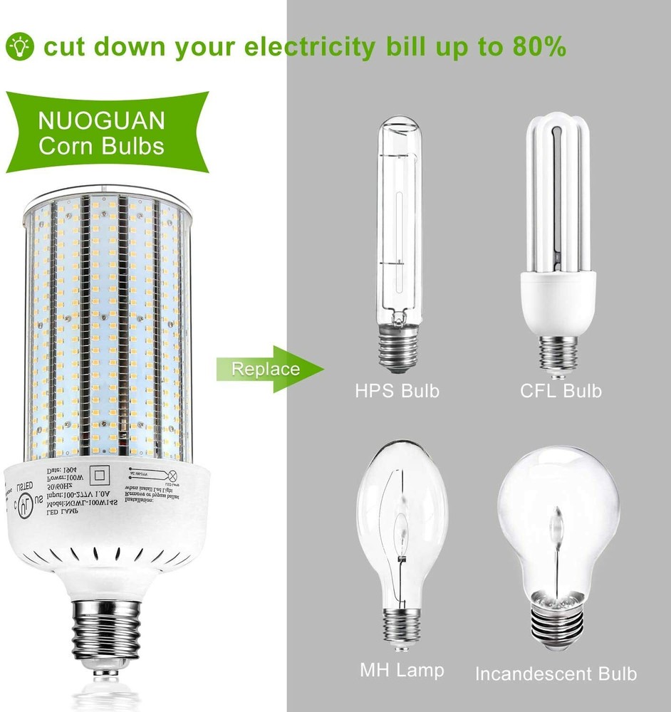 E39 Large Base 100W LED Retrofit Bulb Corn Cob Light 5000K High Bay Lighting DLC