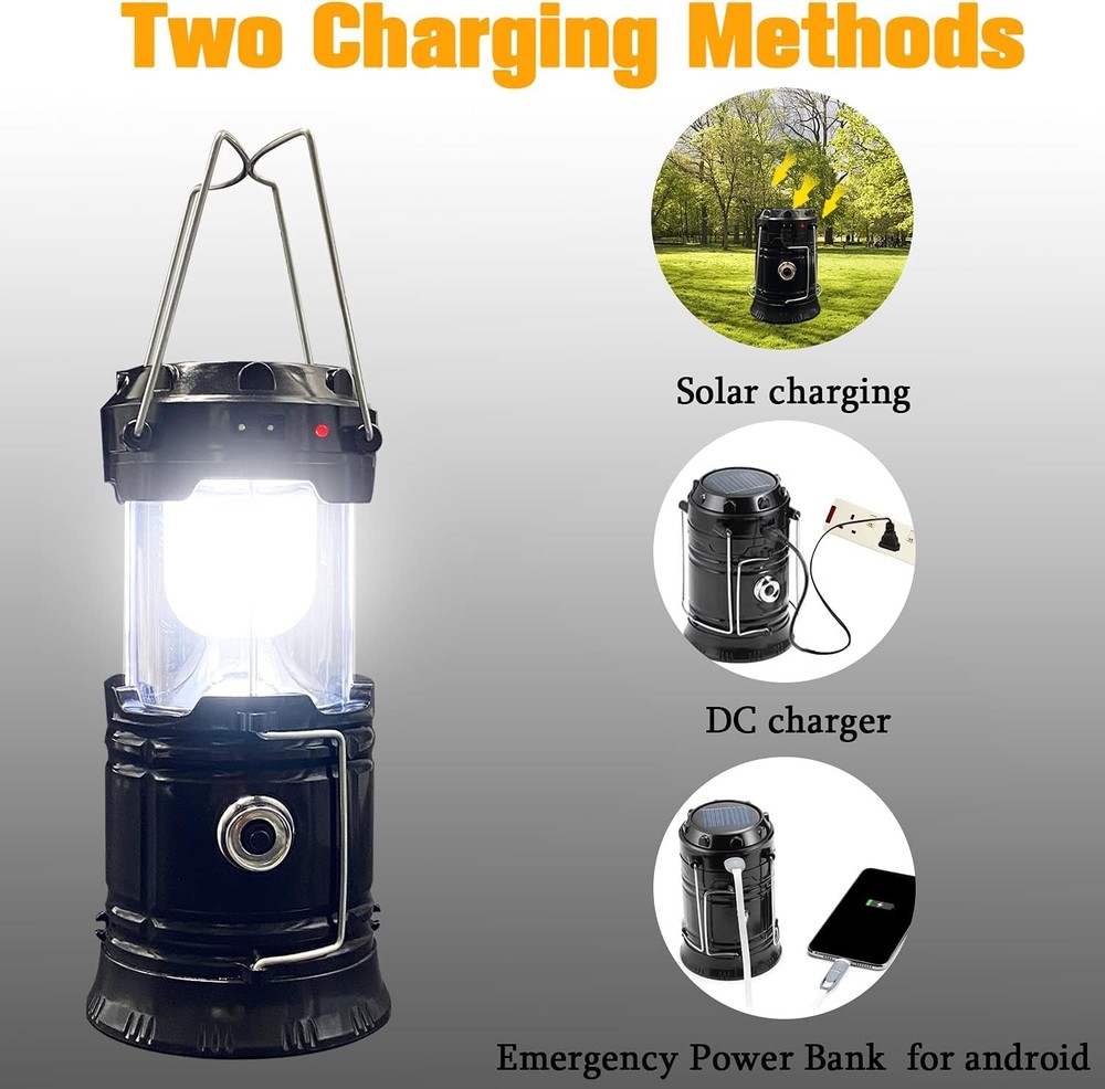 2-Pack Collapsible Camping Lantern XTAUTO Solar USB Rechargeable White