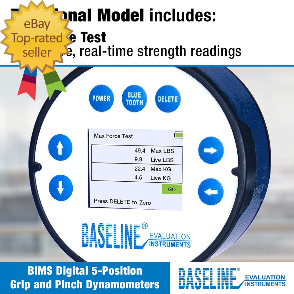 BIMS Digital 5-Position Hand Dynamometer for Grip Strength Testing and Evaluatio