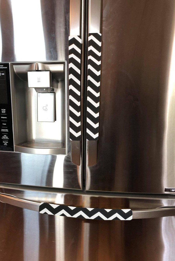 Black and White Chevron Refrigerator Oven Dishwasher Handle Covers