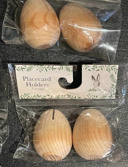 Easter Egg Wooden Place Card Holders 8 eggs NEW
