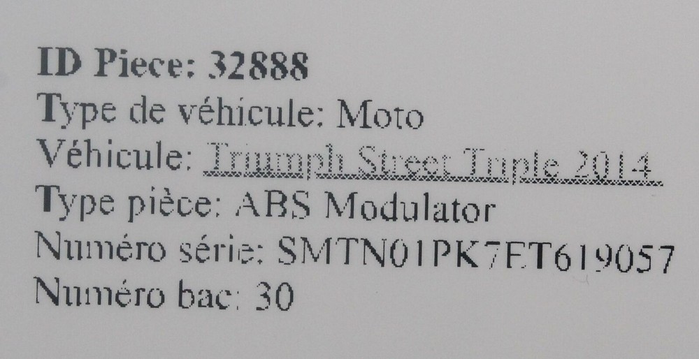 2014 Triumph Street Triple Abs Abs Pump Unit Module T2021486