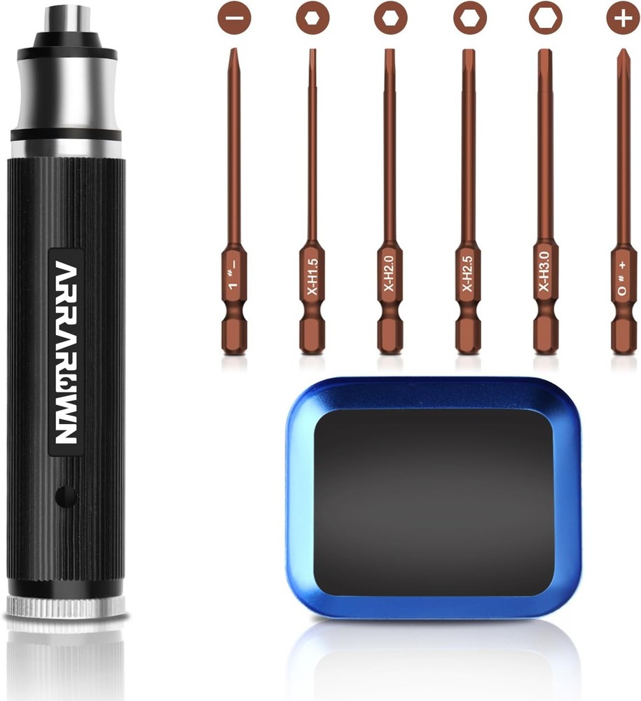 9Pcs RC Car Tool Kit 6 in 1 Hex Screwdriver Set Medium, Black With Brown Bits