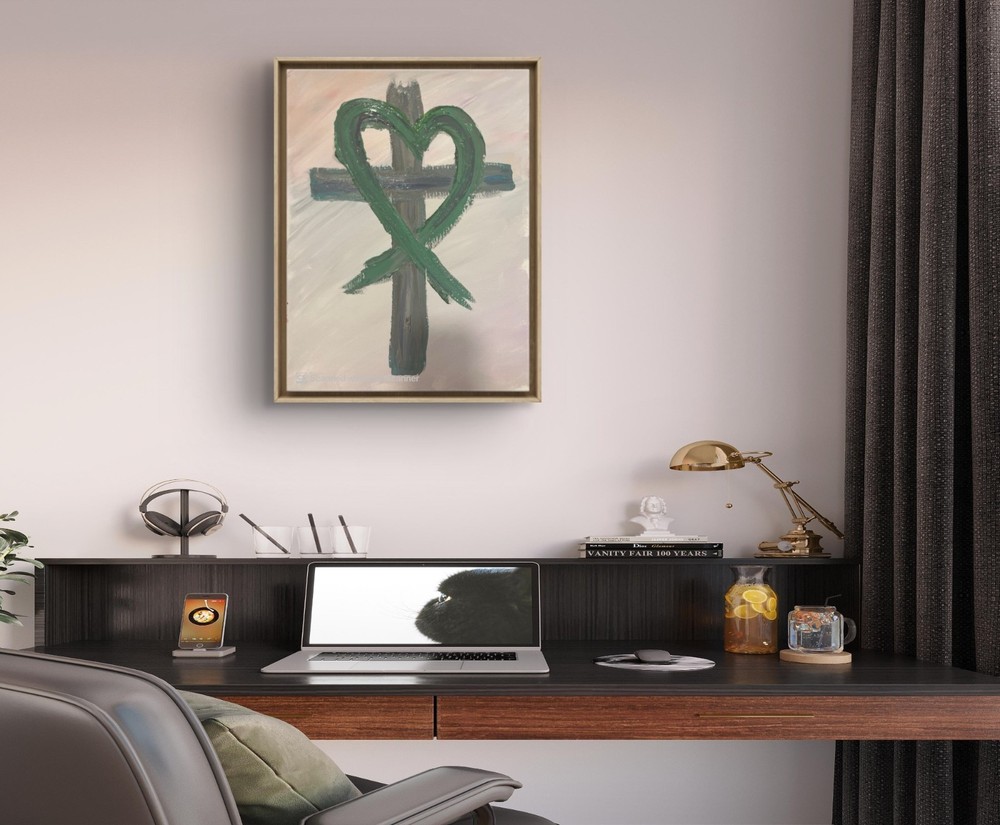 BLESSED#1224 Cross Easter 11x14 Original Canvas Abstract Art