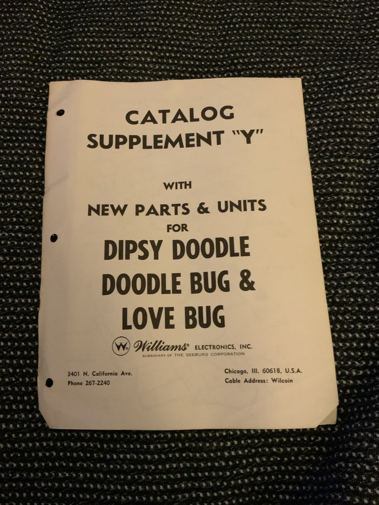 ORIGINAL-WILLIAMS-DOODLE BUG & LOVE BUG-INSTRUCTION MANUAL & CATALOG SUPPLEMENT