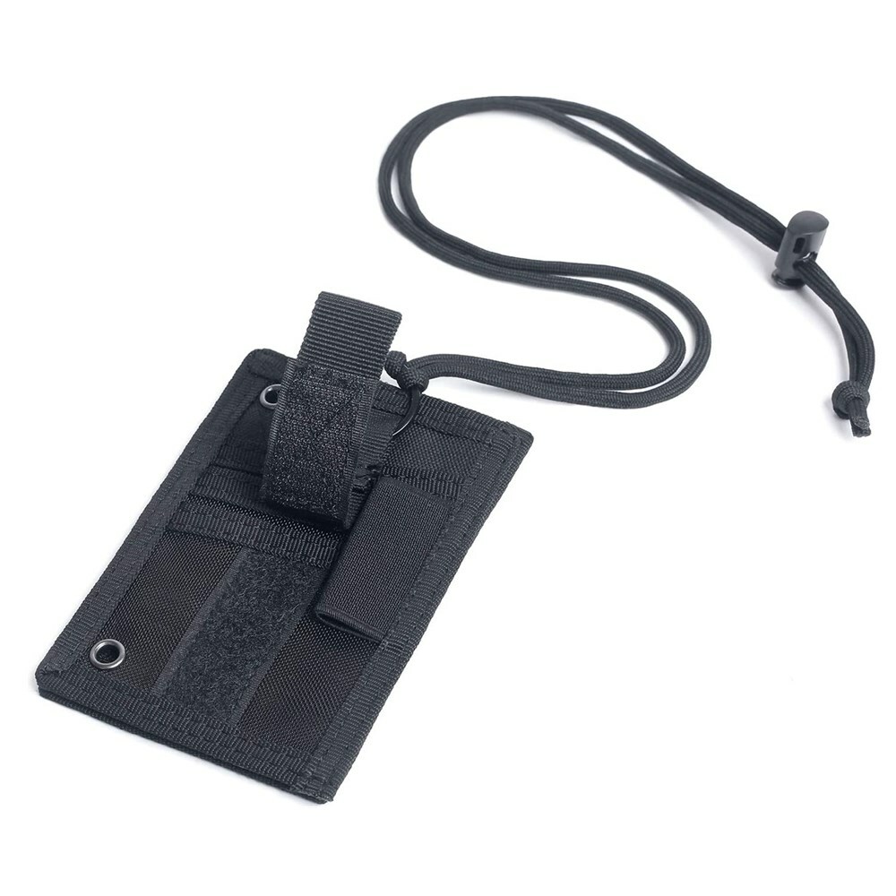 Tactical ID Card Holder Hook&Loop Patch Badge Holder Organizer with Neck Lanyard