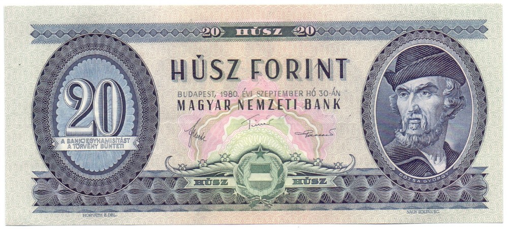 Hungary 20 forint 1980 UNC
