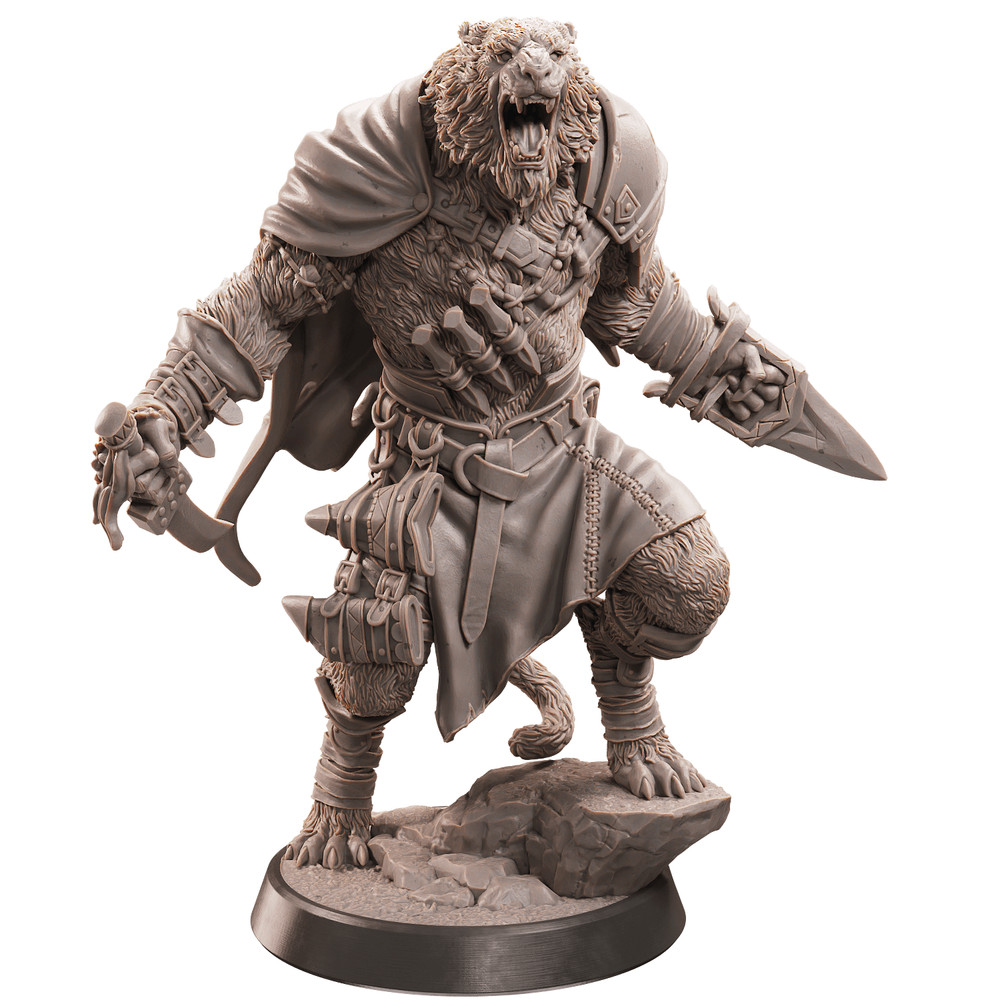 D&D Tabaxi Warrior Mini 28mm and 32mm Scale Mini TTRPG