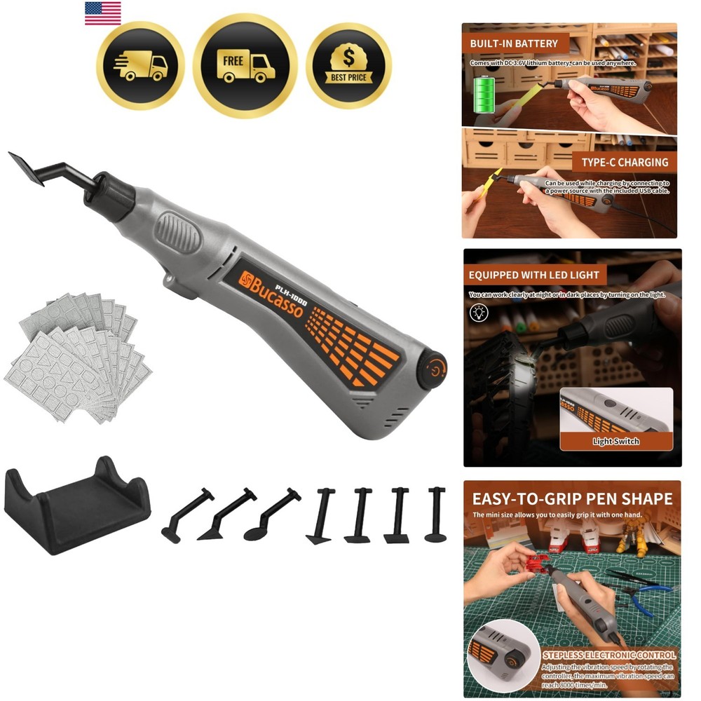 Cordless Pen Sander with Variable Speed, USB Charging & LED Light