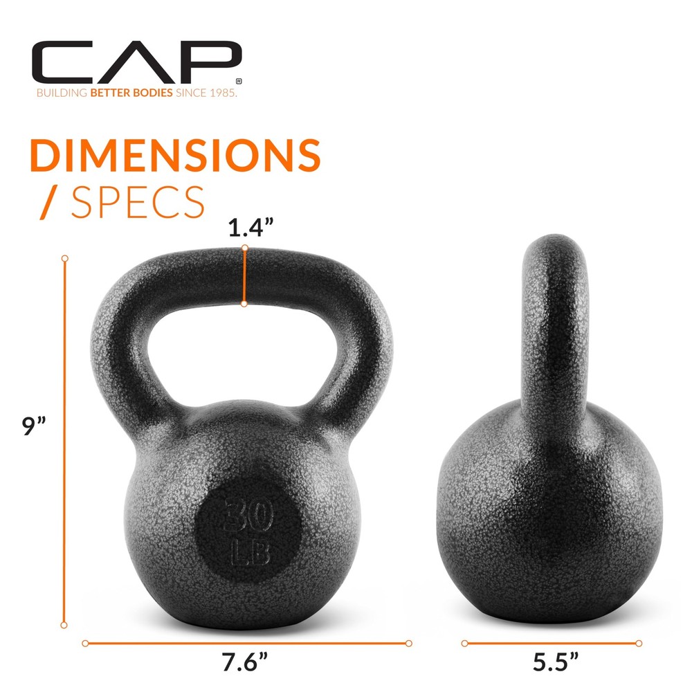 CAP Barbell Black Cast Iron Kettlebell | 30 Pounds