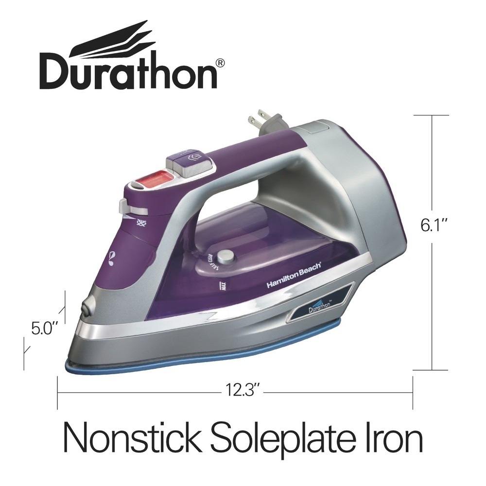 Hamilton Beach Durathon Digital Retractable Cord Iron, Silver, Model 19902F