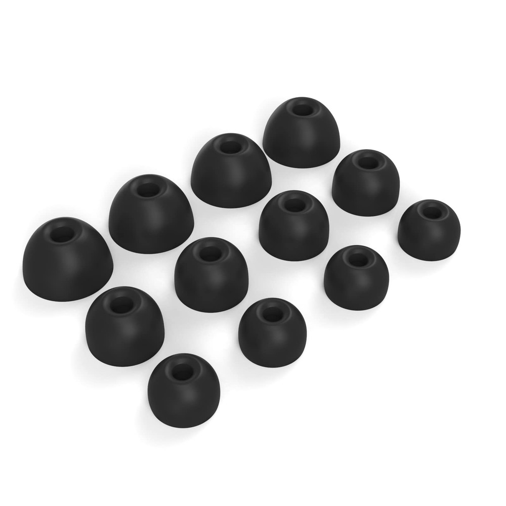 6 Pairs Replacement Silicone Ear Tips Earbuds Buds Set large, Black
