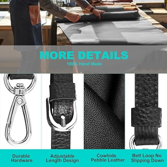 Leather Purse Strap Replacement Crossbody Adjustable Long Thin Handmade Shoulder