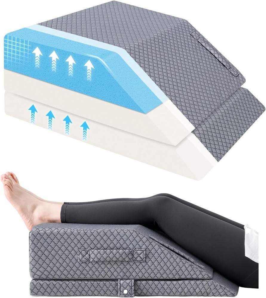 2 Height Adjustable Wedge Leg Pillow for Elevation, Memory Foam Leg Elevation...