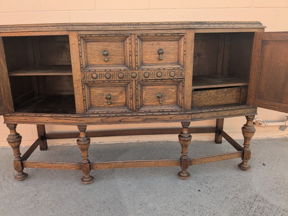 Vintage Modern Regency Wood Console Media Entryway Sofa Sideboard Table