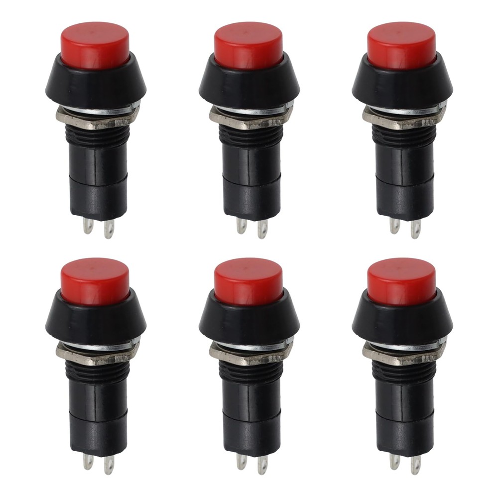 6PCS Latching Push Button Switch, Momentary Push Button Switch for 0.39" Black