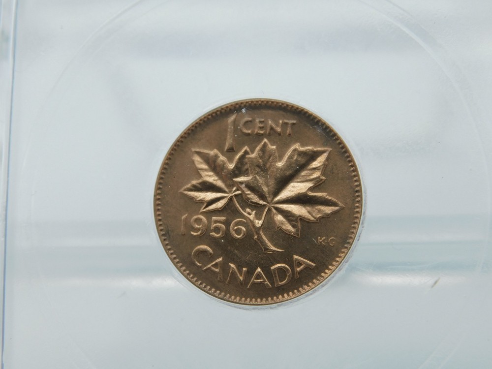 1956 GRADED RED CANADA SMALL CENT ~ ICG MS65 RD (BT1109)