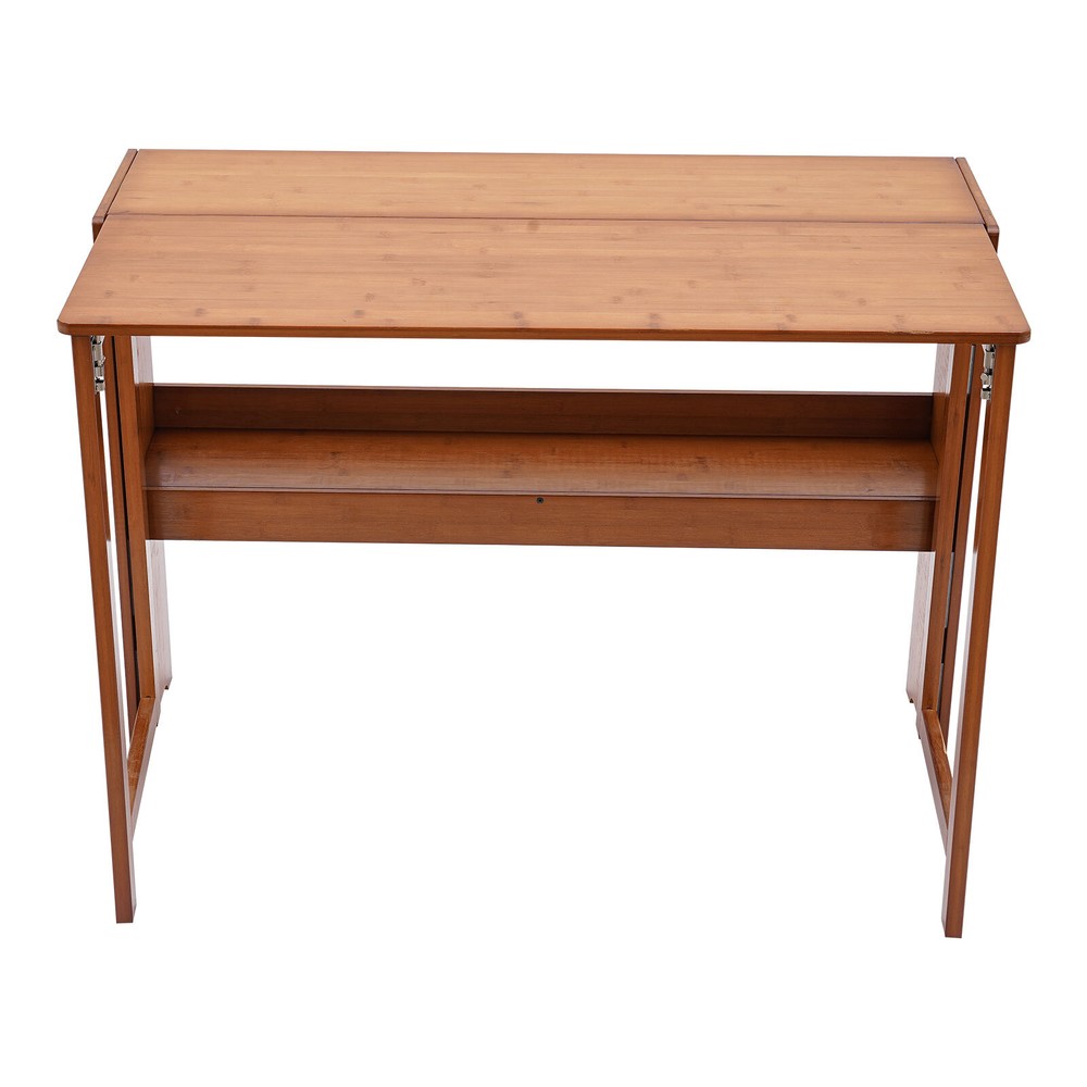 Foldable Bamboo Desk ?C Space-Saving Home Office Writing Workstation