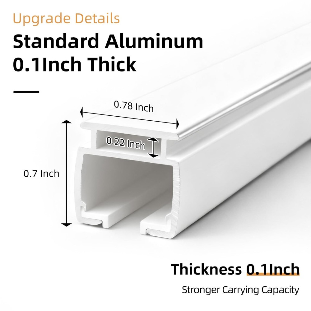 Curtain Tracks Ceiling Wall Mounted White 6.89FT Thickened Hook Room Divider
