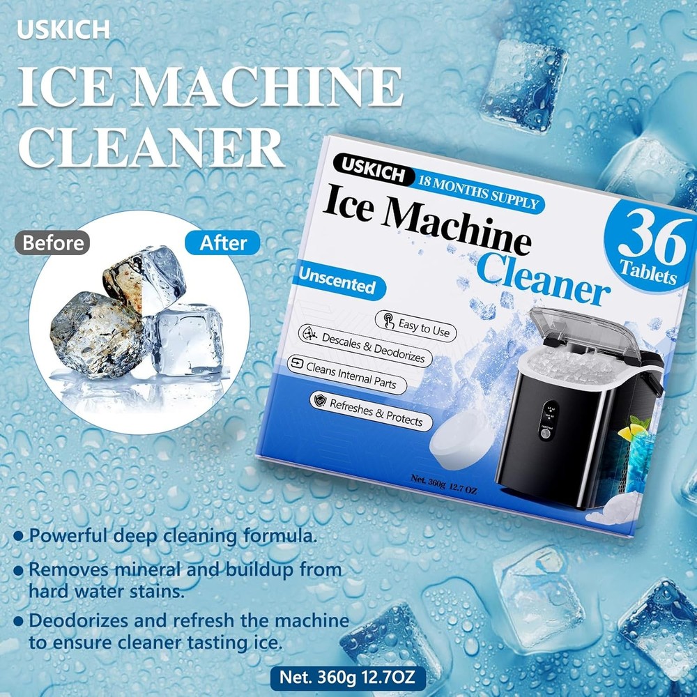 Ice Machine Cleaner Descaler Tablets-36Pack Ice Maker Cleaner Compatible W/