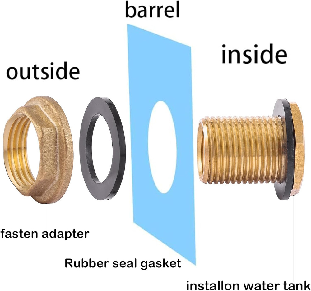 2 PCS Bulkhead Fitting,Solid Brass,1/2" NPT Female 3/4" GHT(Garden Hose Thread C