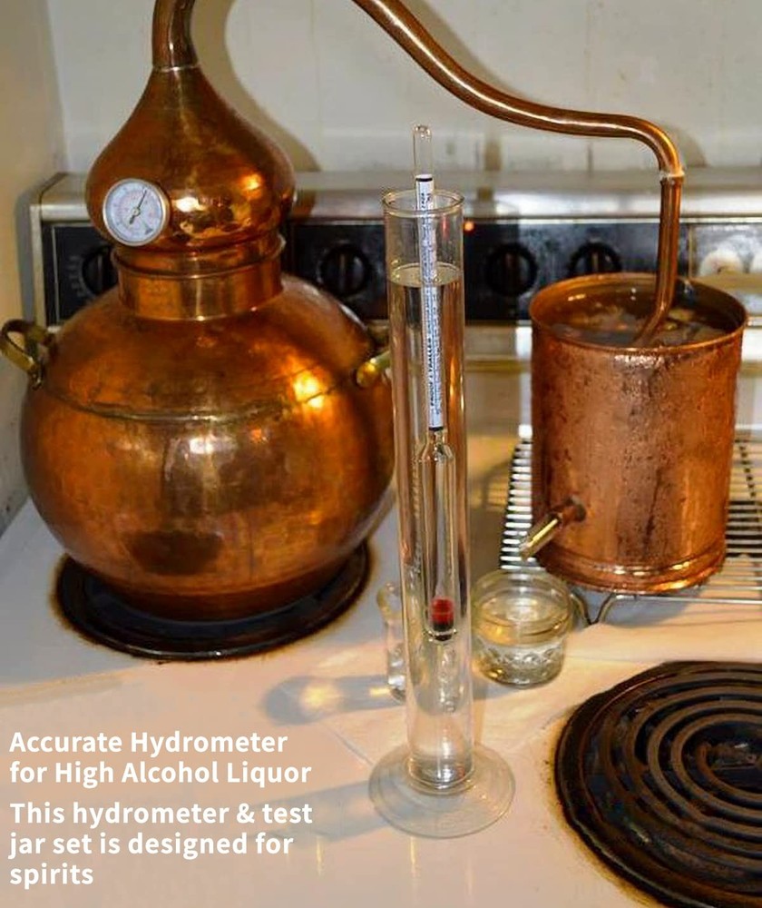 Hydrometer Alcohol Meter Kit, Hydrometer Alcohol 0-200 Proof & Tralle with Hy...