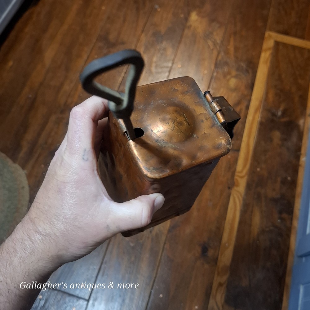 Vintage Brass Copper Fire Starter Fireplace w Wrought Iron Handle Cape Cod Shop