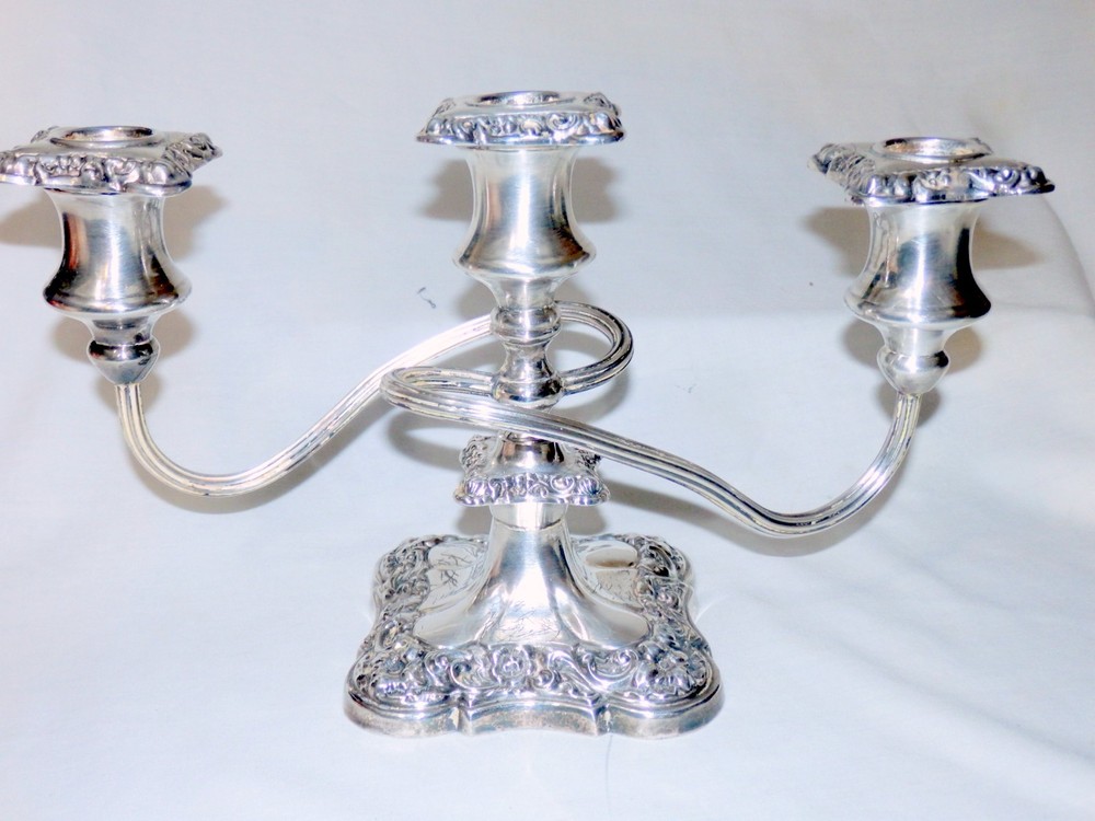 Three (3) Arm Silver Plate Candelabra - Very Nice!