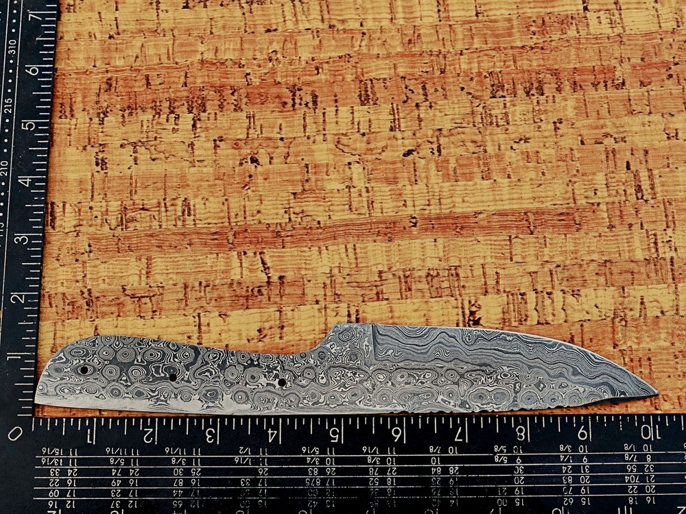 10" drop point blank blade, Rain drop pattern Damascus steel , 4.5" cutting