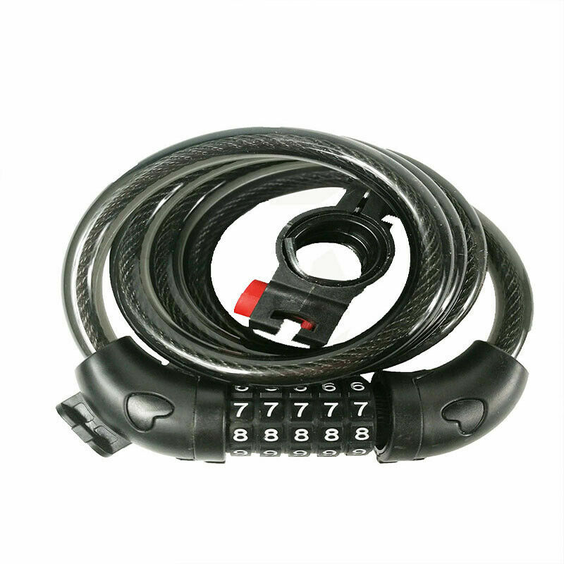 Black Color 5 Digit Combination Password Bicycle Cable Chain Lock