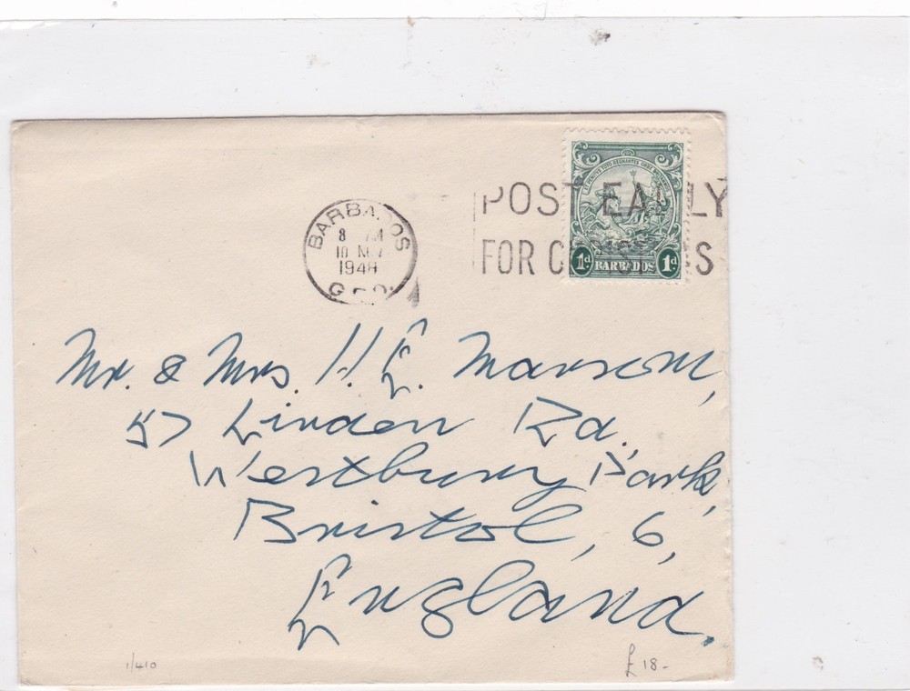 barbados 1948 stamps cover Ref 9921