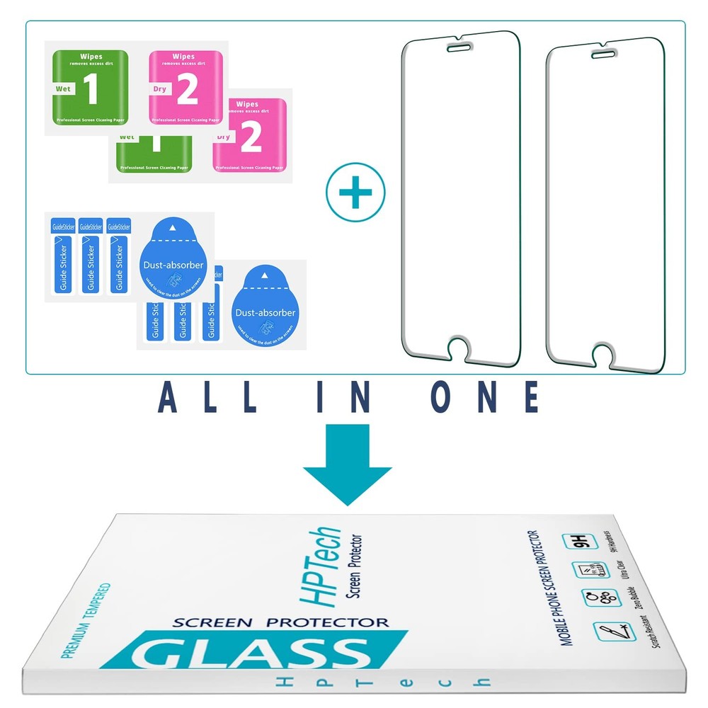 2 Pack Screen Protector for iPhone SE 3, SE 2022, iPhone SE 2, SE 2020 Temper...