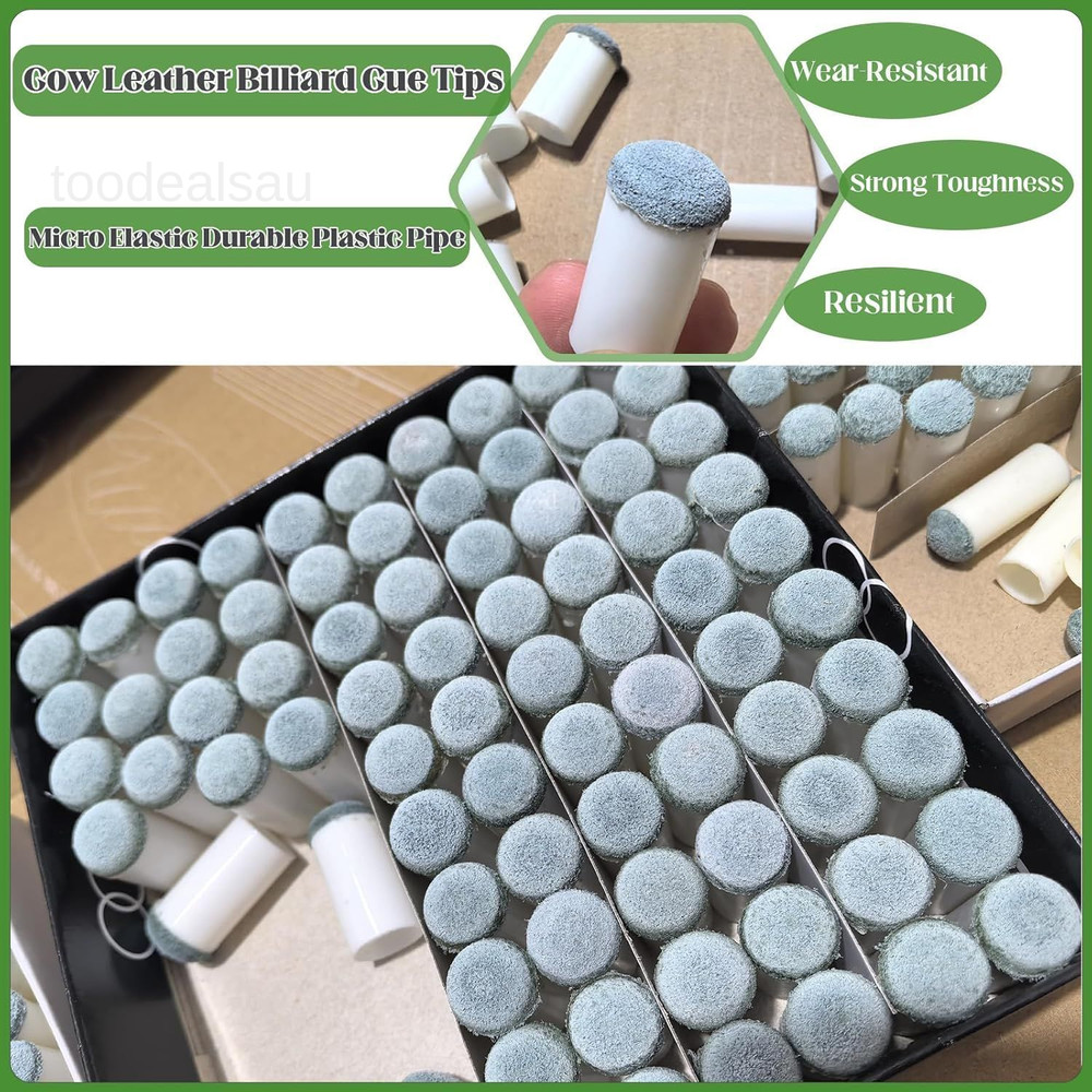 20pcs Slip On Pool Cue Tips, 4 Sizes Queue Stick Tips white and grey