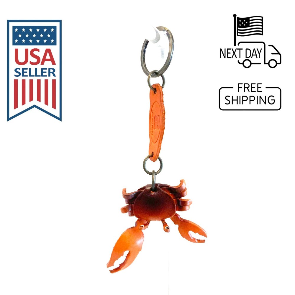 Crab Handmade Leather Keyring #1