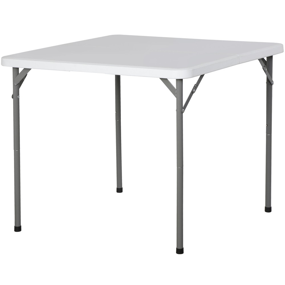 Heavy Duty 34" Folding Table Plastic Square Card Table w/Carrying Handle White