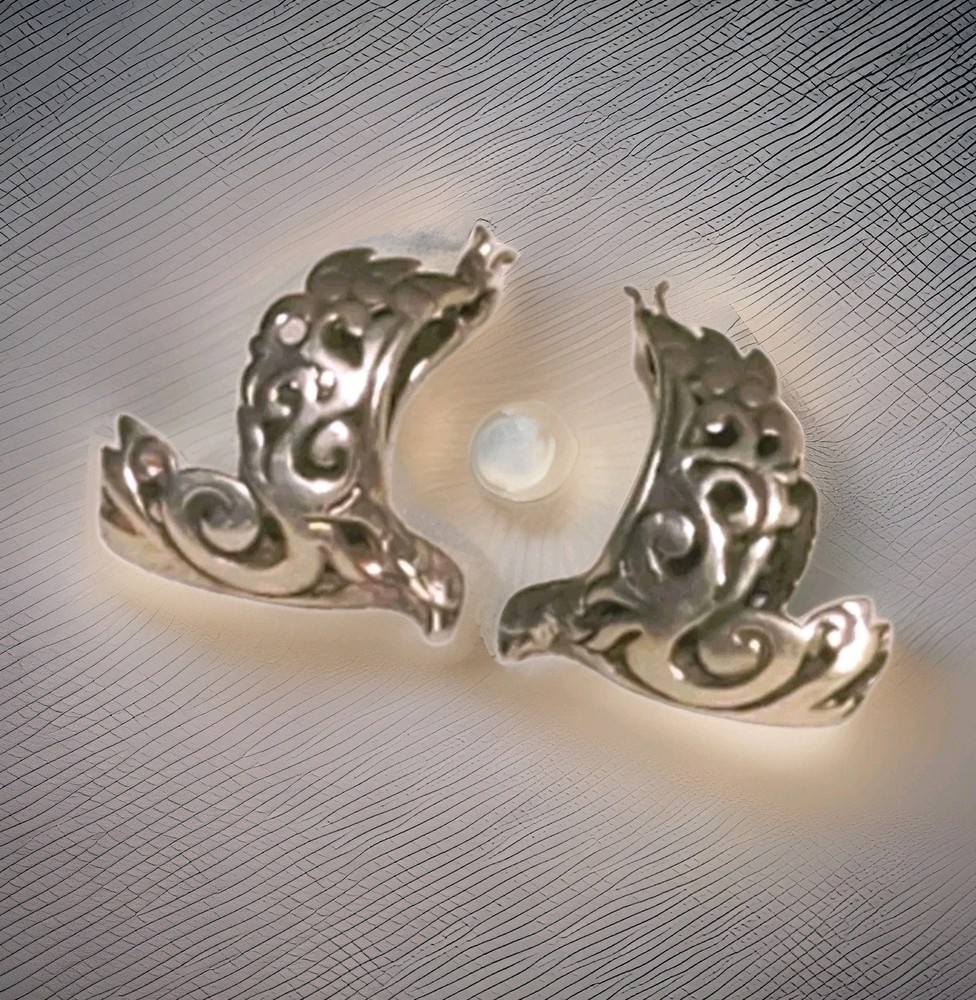 Vintage Native American  Sterling Silver 925 Eagle Bird Earrings Open Work