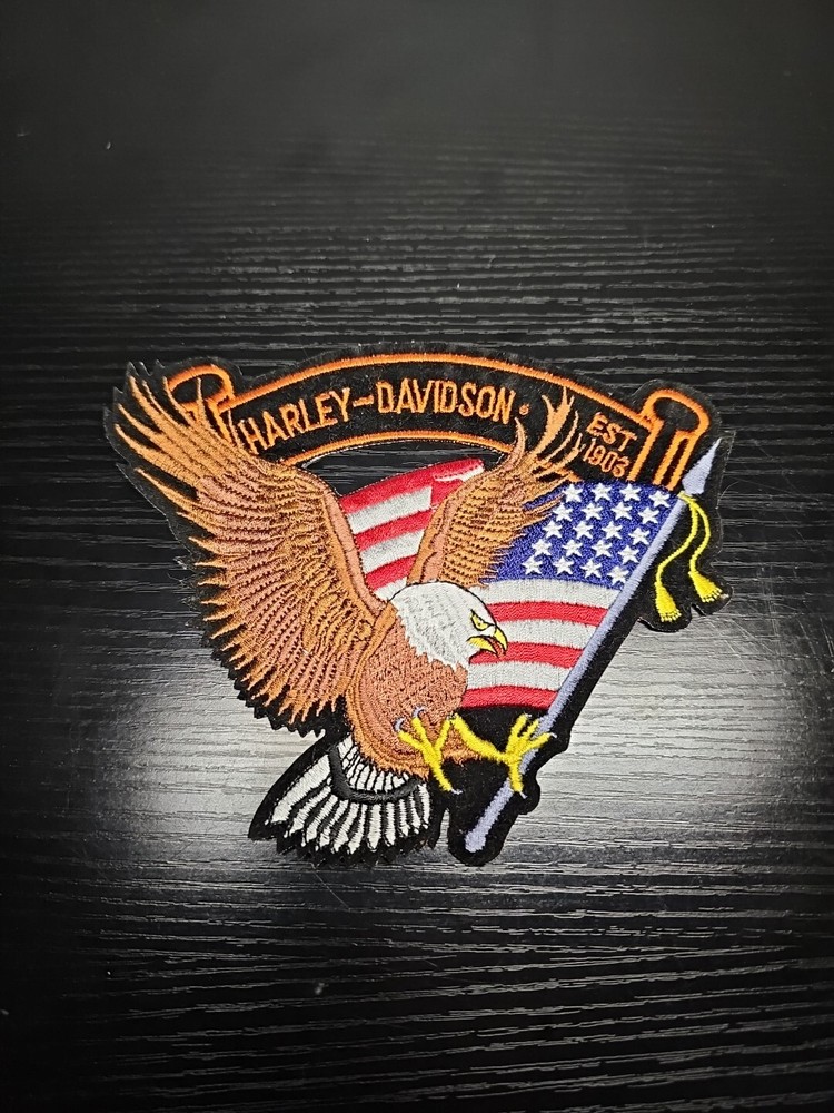 Vintage Harley Davidson Large Eagle Wing Patch Biker Embroidered 7" Vest Jacket