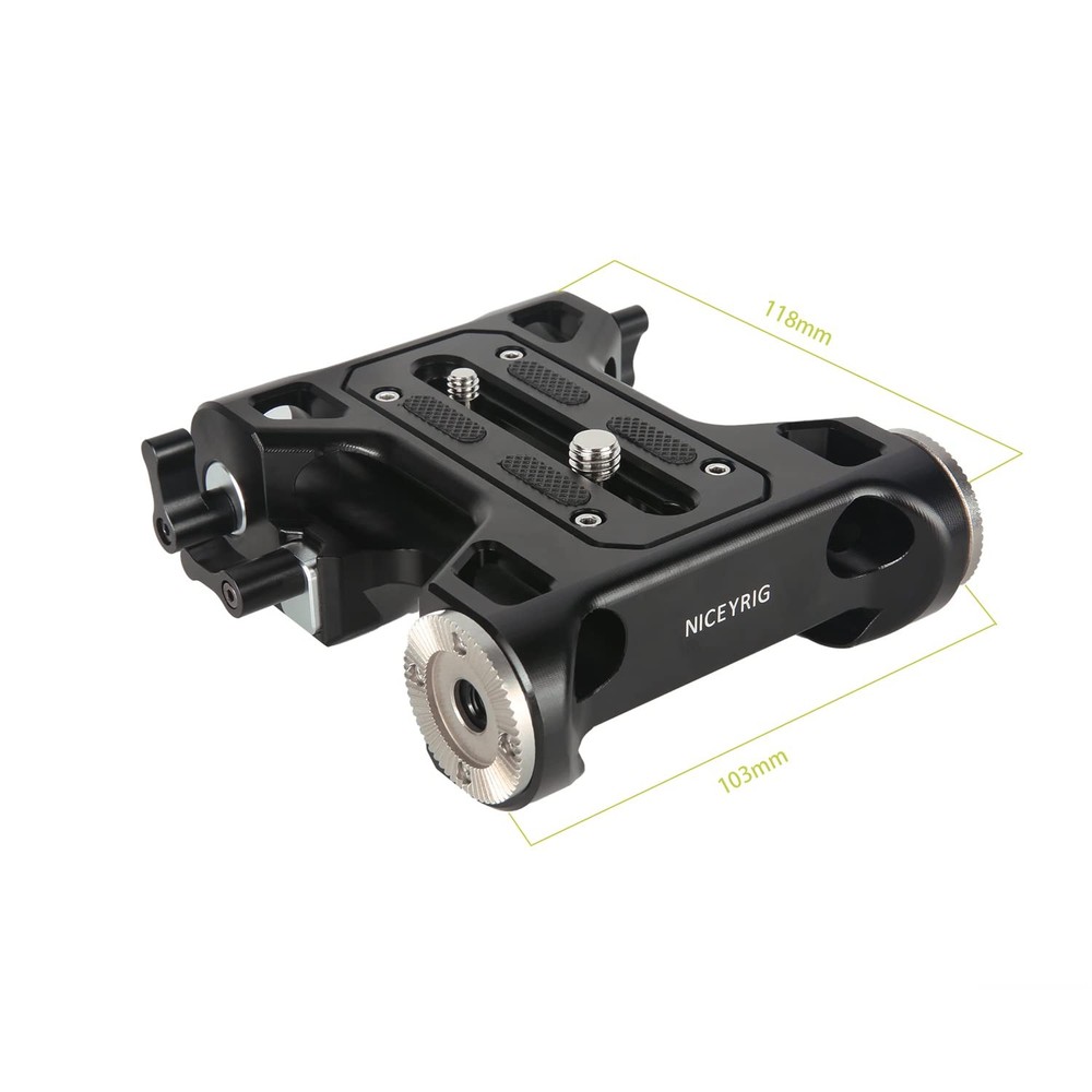 NICEYRIG Rosette Mount 15mm Rod Basic Base Plate for ARRI Dovetail, Black