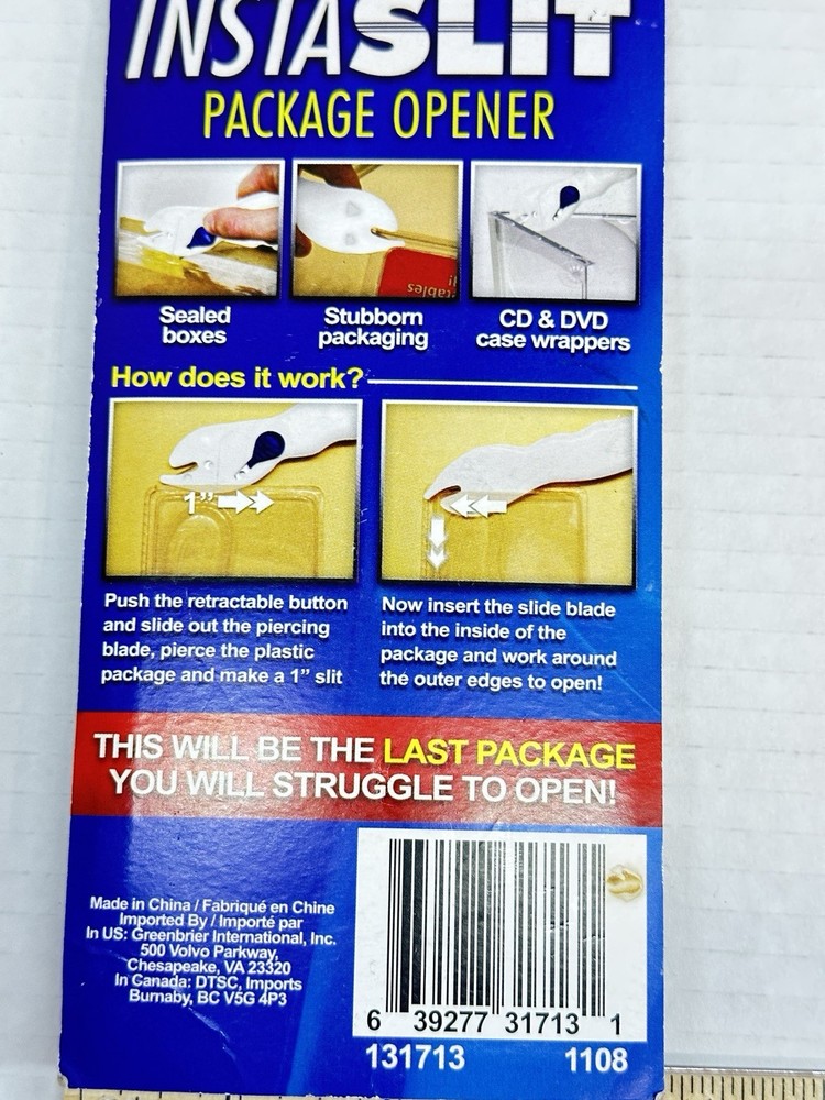 NOS - Package Opener Insta Slit Plastic