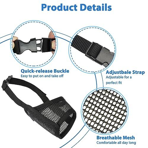Dog Muzzle Suits for Small Medium Large Dogs Mesh Muzzle Pack for Dogs Anti B...