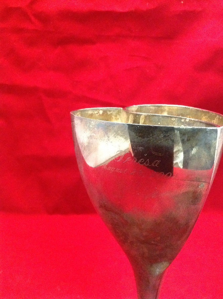His & Her Silver Plated Inscribed Toasting Cups Z3 AM