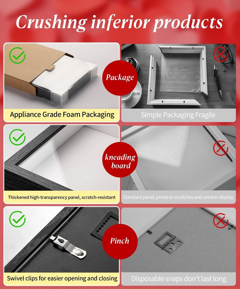 11x14 Shadow Box Picture Frame Display Case with Soft Linen Back-Thickened Pa...