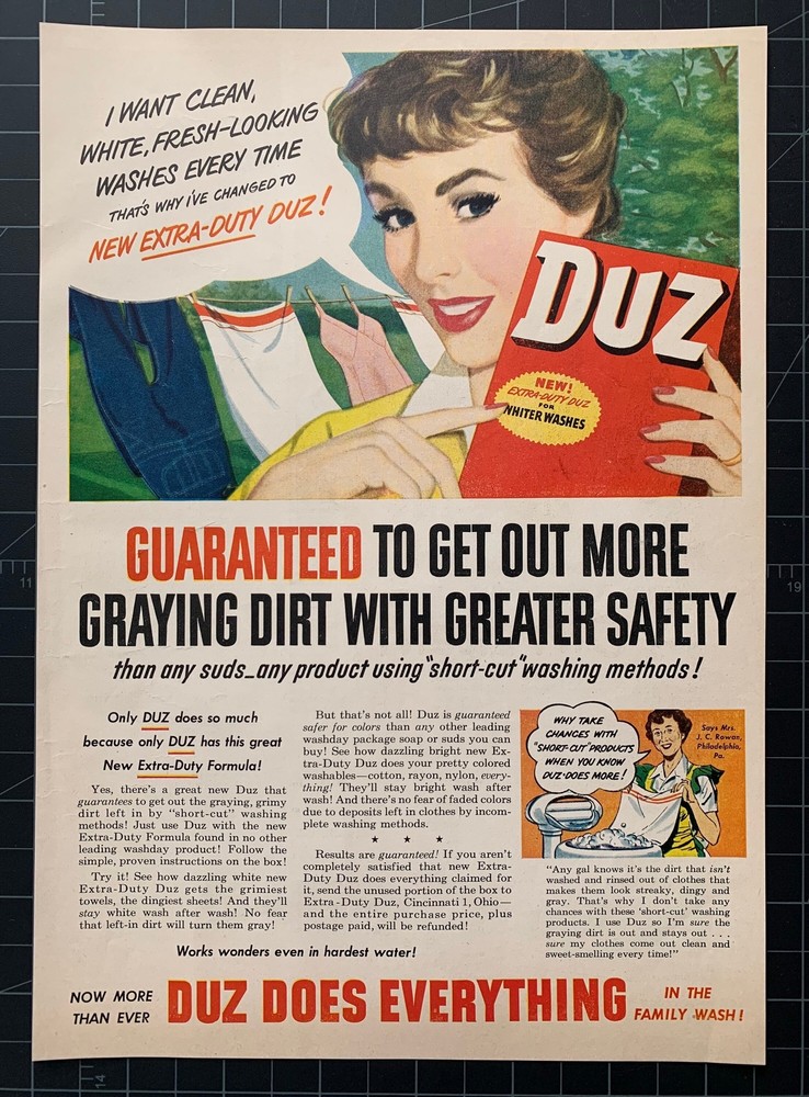 Vintage 1950s Duz Detergent Print Ad