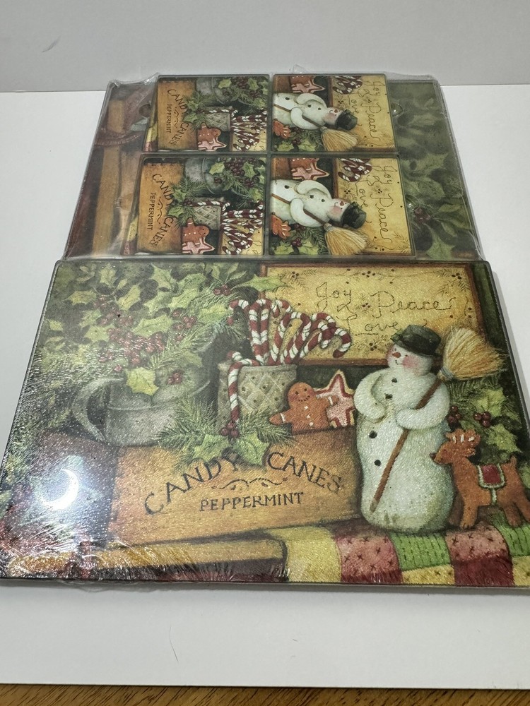 Christmas Cutting Board & Coaster Set – Holiday Kitchen Serving Board – New Gift