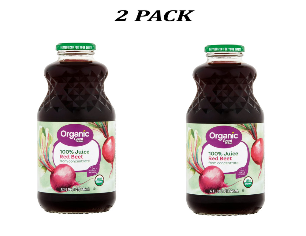 (2 PACK) Great Value Organic 100% Beet Juice, 32 fl oz.